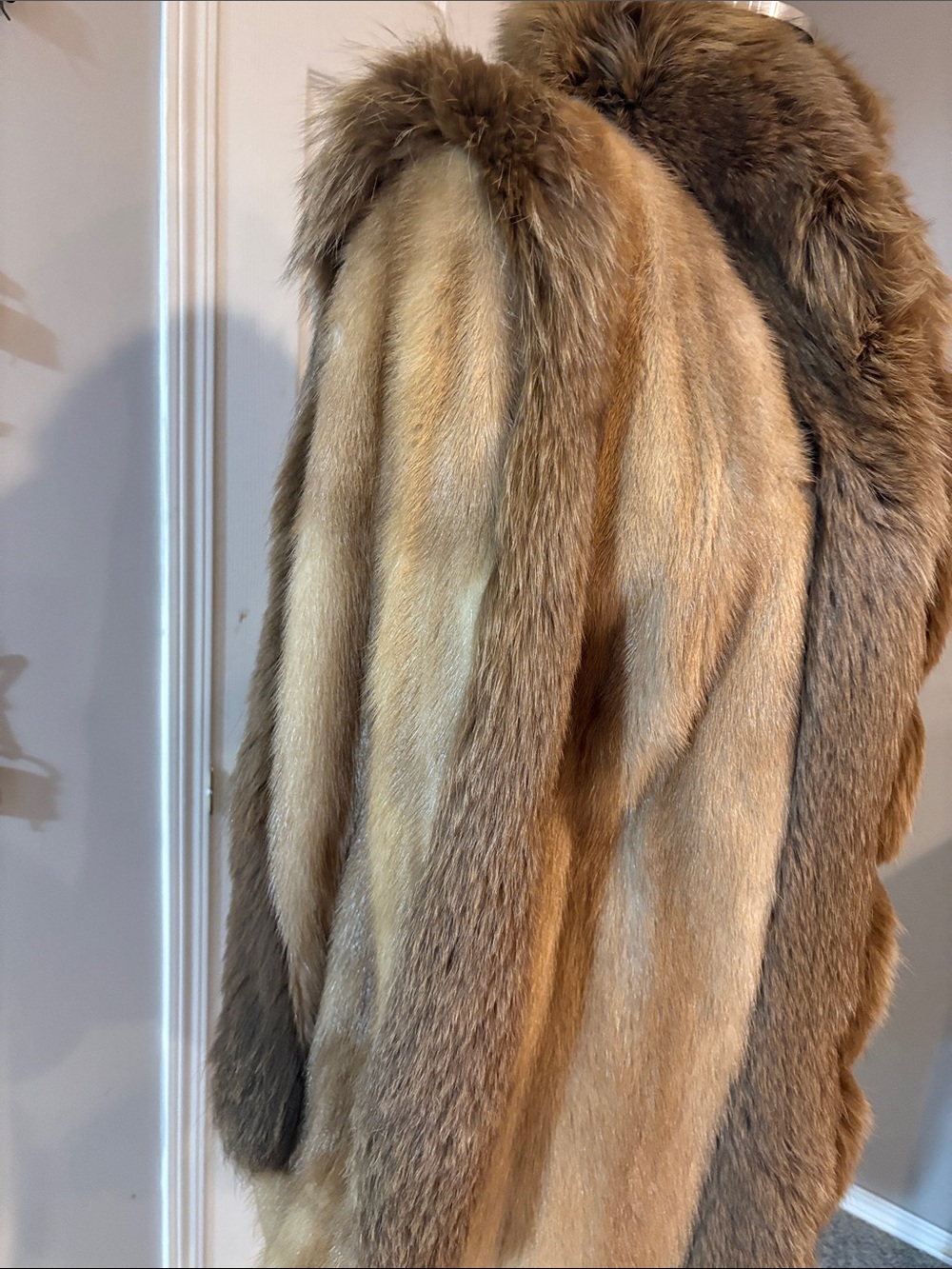 Luxury Women's Fur Coat - Tan/Brown mink and fox trim. 2B - Picture 5 of 16